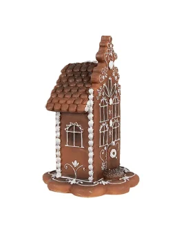 LED-Dekohaus in Hellbraun - (B)13 x (H)20 x (T)13 cm