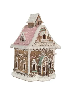 LED-Dekohaus in Hellbraun - (B)16 x (H)25 x (T)15 cm