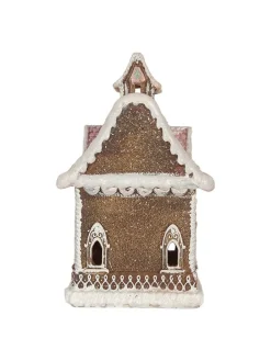 LED-Dekohaus in Hellbraun - (B)16 x (H)25 x (T)15 cm