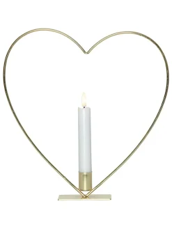 LED-Dekoleuchte "Flamme Heart" in Gold - (B)28 x (H)28 cm
