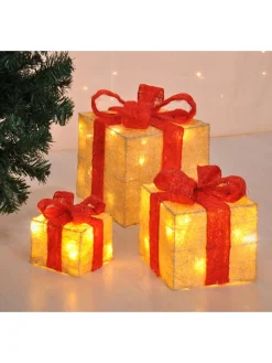 LED-Dekoleuchten "Giftbox" in Warmweiß - 3 Stück