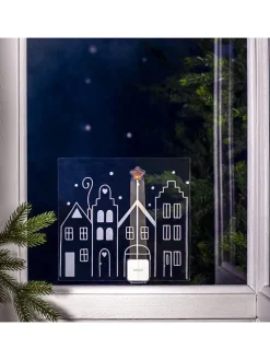 LED-Fensterdekoration "Windo" in Weiß/ Transparent - (B)22,5 x (H)21 cm