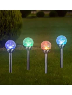 LED-Gartenstecker in Silber - (H)34 x Ø 8 cm