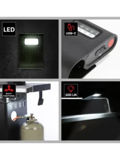 LED-Grilllampe mit Li-Ionen-Akku für Leuchtdauer von bis zu 5 Std.