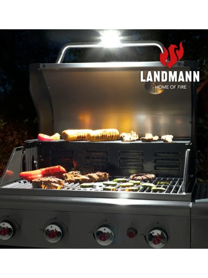 LED-Grilllampe mit Li-Ionen-Akku für Leuchtdauer von bis zu 5 Std.