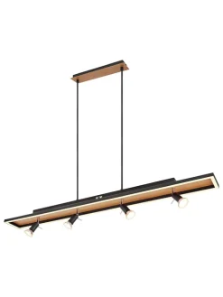 LED-Hängeleuchte "Ida" in Schwarz/ Hellbraun - (B)120 x (H)116 cm
