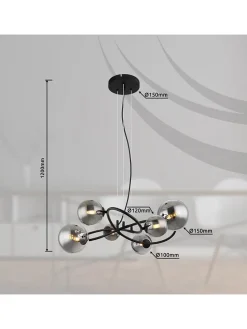 LED-Hängeleuchte in Schwarz - (L)62,2 x (B)58,8 x (H)120 cm