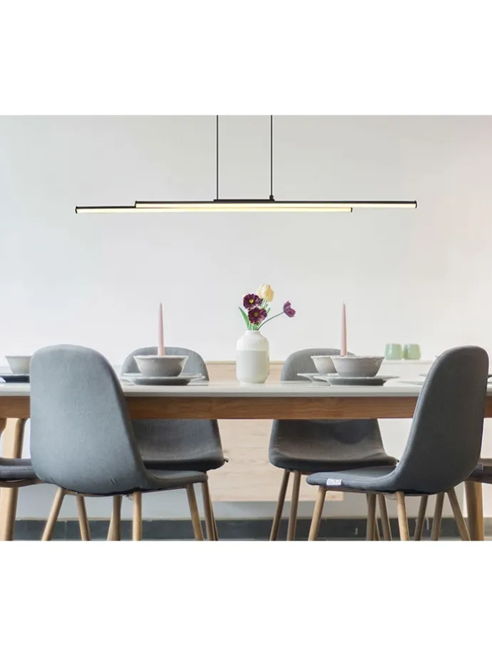 LED-Hängeleuchte "Kirina" in Schwarz - (B)110 x (H)120 x (T)6 cm