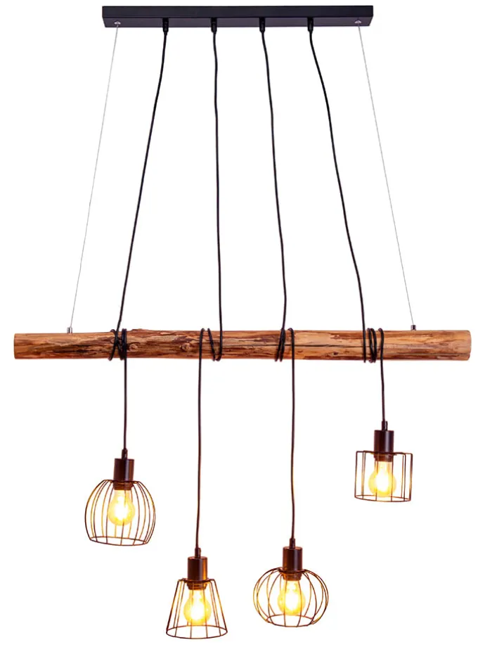 LED-Hängeleuchte "Woodland" in Hellbraun - (B)100 x (H)150 x (T)10 cm