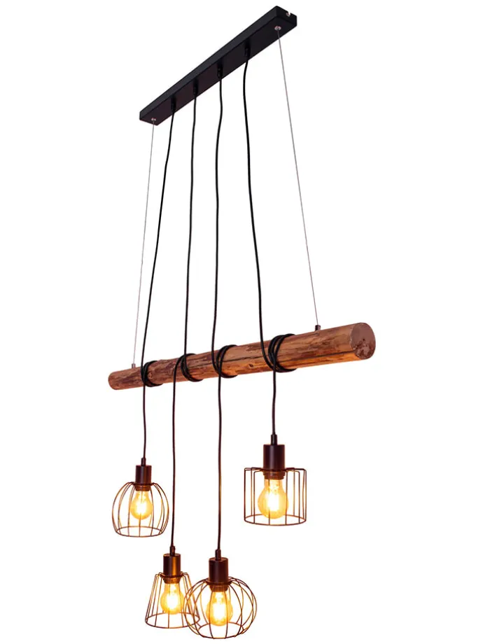 LED-Hängeleuchte "Woodland" in Hellbraun - (B)100 x (H)150 x (T)10 cm