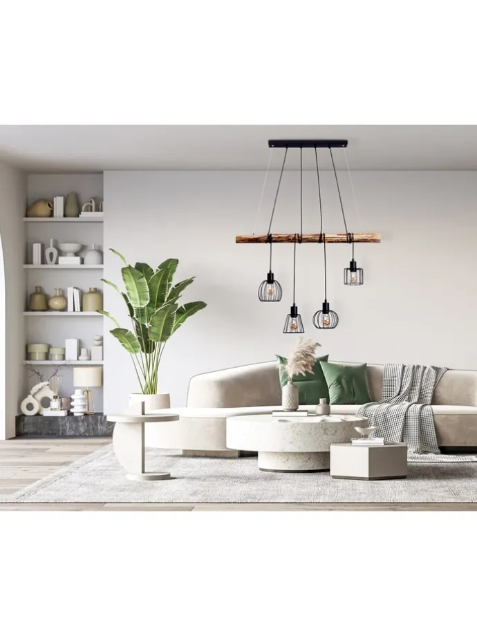 LED-Hängeleuchte "Woodland" in Hellbraun - (B)100 x (H)150 x (T)10 cm