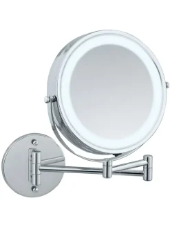 LED-Kosmetikspiegel "Power-Loc" in Silber - Ø 17,5 cm