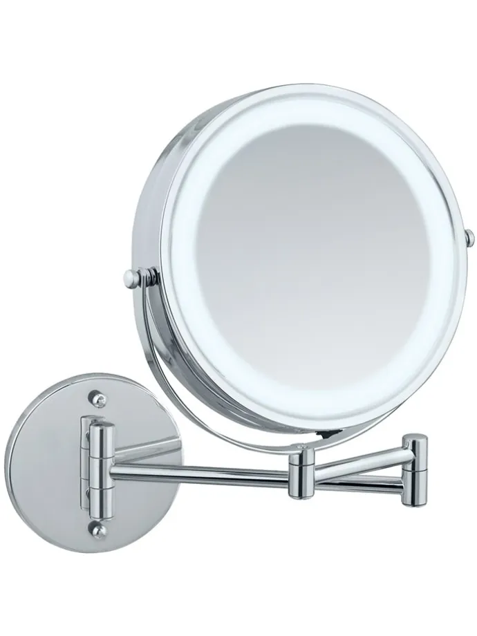 LED-Kosmetikspiegel "Power-Loc" in Silber - Ø 17,5 cm