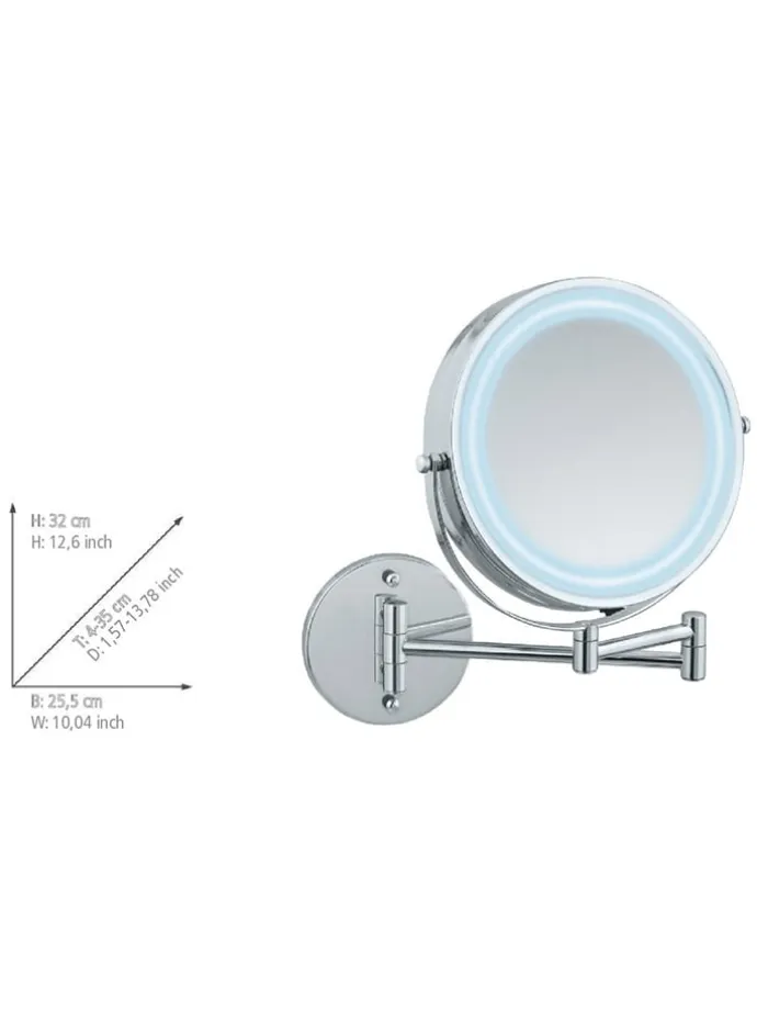 LED-Kosmetikspiegel "Power-Loc" in Silber - Ø 17,5 cm