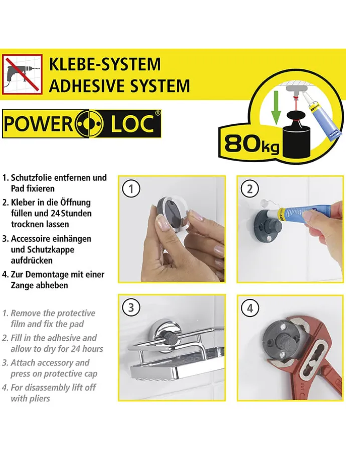 LED-Kosmetikspiegel "Power-Loc" in Silber - Ø 17,5 cm