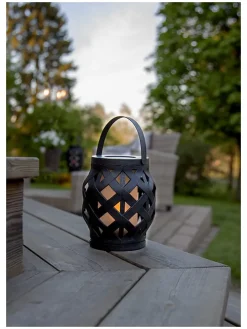 LED-Laterne "Flame Lantern" in Schwarz - (H)16 cm