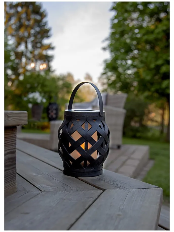 LED-Laterne "Flame Lantern" in Schwarz - (H)16 cm