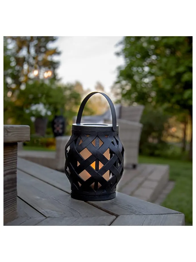 LED-Laterne "Flame Lantern" in Schwarz - (H)16 cm