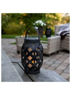 LED-Laterne "Flame Lantern" in Schwarz - (H)23 cm