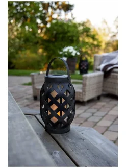 LED-Laterne "Flame Lantern" in Schwarz - (H)23 cm
