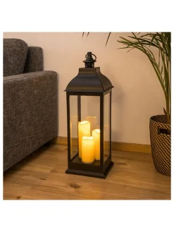 LED-Laterne in Schwarz - (B)24 x (H)70 x (T)24 cm