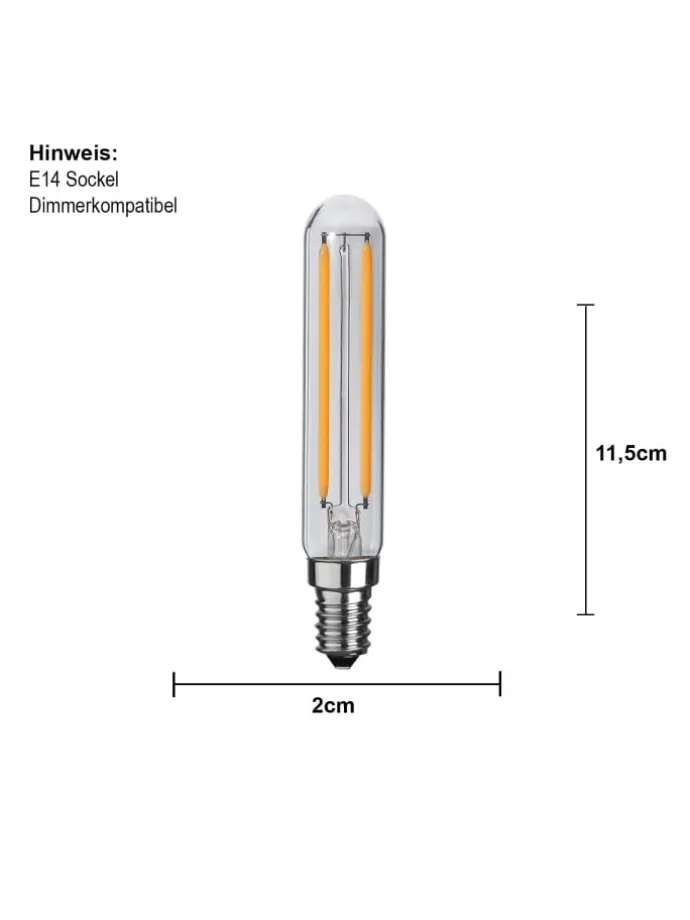 LED-Leuchtmittel E14 ,Clear', T20, dimmbar, 16W, 150lm, warmweiß