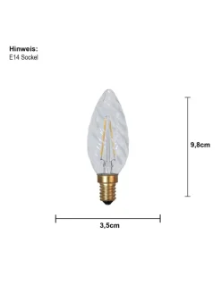 LED-Leuchtmittel ,Soft Glow', E14, Kerze, 1,5W, 120lm, twisted, warmwe