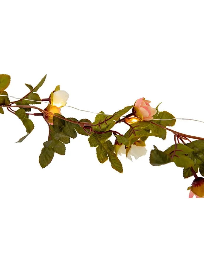 LED-Lichterkette "Röschen" in Grün/ Rosa - (L)420 cm