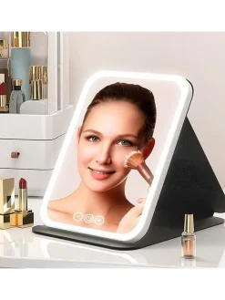 LED-Schminckspiegel in Schwarz