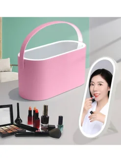 LED-Schminkspiegel in Rosa