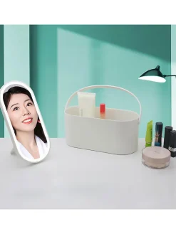 LED-Schminkspiegel in Rosa