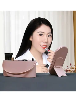 LED-Schminkspiegel in Rosa