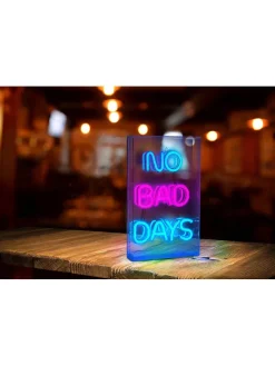 LED-Schriftleuchte "No bad days" in Blau/ Pink - (B)18 x (H)30 cm