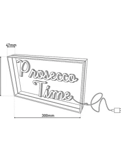 LED-Schriftleuchte "Prosecco Time" in Türkis/ Pink - (B)30 x (H)15 cm