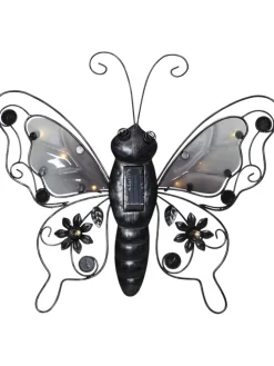 LED-Solar-Dekofigur "Butterfly" in Schwarz - (H)34 cm