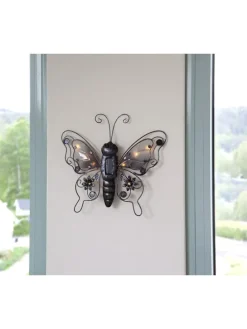 LED-Solar-Dekofigur "Butterfly" in Schwarz - (H)34 cm