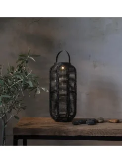 LED-Solar-Laterne "Runda" in Schwarz - (H)30 x Ø 15 cm