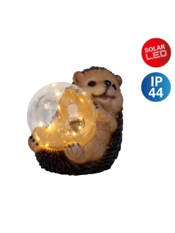 LED-Solarleuchte "Igel" in Hellbraun - (B)14,5 x (H)17 x (T)12 cm