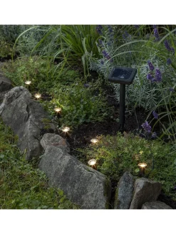 LED-Solar-Lichterkette "Mini Spot" in Schwarz - (L)210 cm