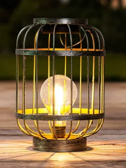 LED-Solar-Tischlaterne in Gold/ Grün - (B)17 x (H)24 x (T)17 cm