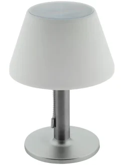 LED-Solar-Tischleuchte in Weiß/ Silber - (H)28 x Ø 20 cm