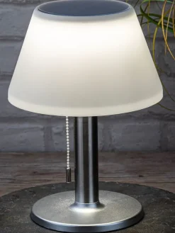 LED-Solar-Tischleuchte in Weiß/ Silber - (H)28 x Ø 20 cm
