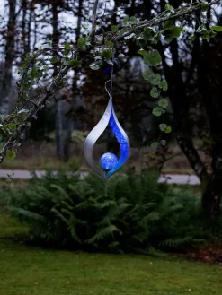 LED-Solar-Windspiel "Melilla" in Blau - (H)31 x Ø 18 cm