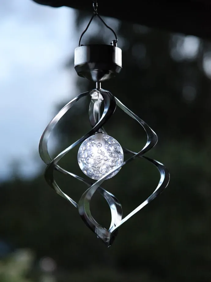 LED-Solar-Windspiel "Windmill" in Silber - (H)35 cm