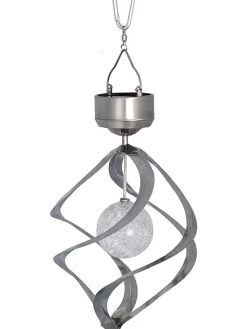 LED-Solar-Windspiel "Windmill" in Silber - (H)35 cm