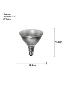 LED-Spot ,Spotlight Outdoor', E27, 15W, 1150lm, silber, warmweiß