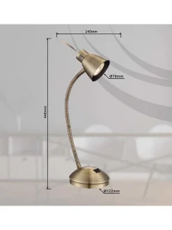 LED-Tischleuchte "Nuova" in Hellbraun/ Gold - (H)44 cm