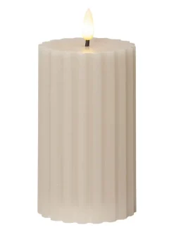 LED-Wachskerze "Flamme Stripe" in Beige - (H)15 cm