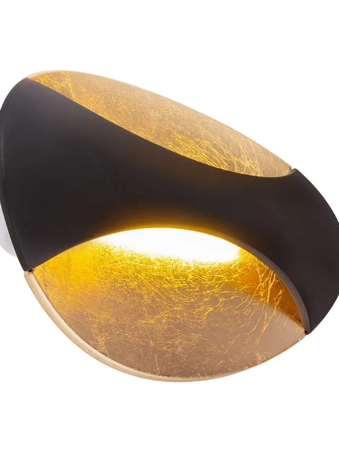 LED-Wandleuchte "Alexandra" in Schwarz/ Gold - (B)21 x (H)15 cm