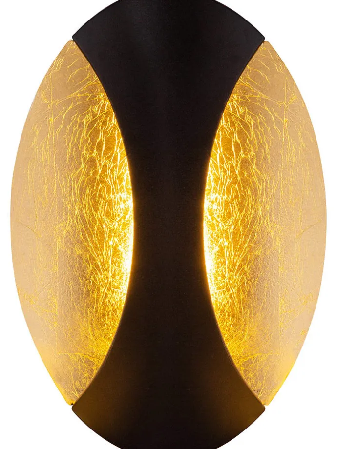 LED-Wandleuchte "Alexandra" in Schwarz/ Gold - (B)21 x (H)15 cm